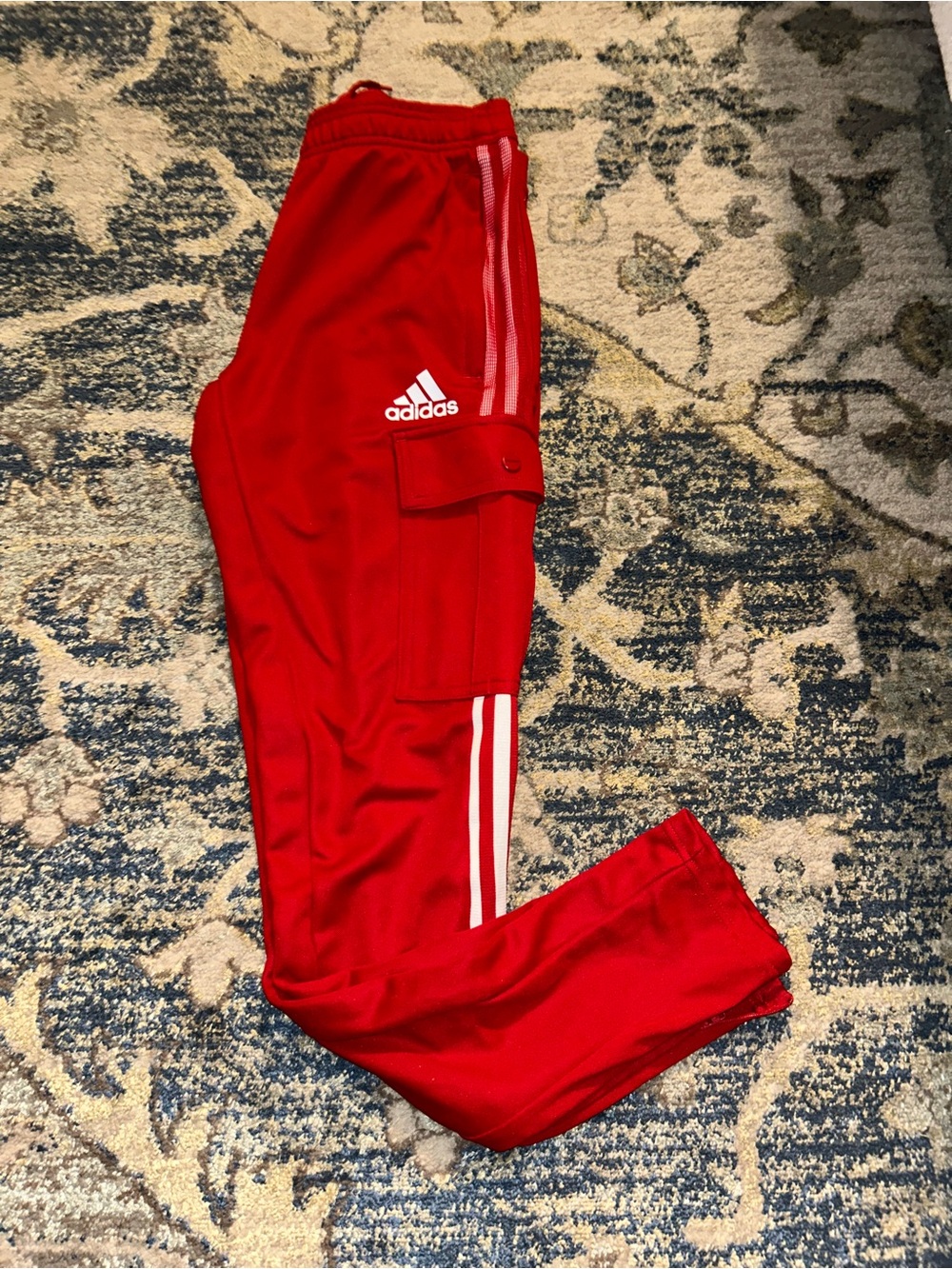 adidas Red “Cargo” Jogger with White Side Stripes